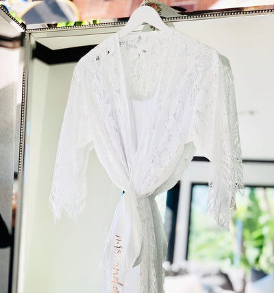 lace white bridal robe
