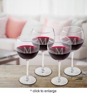 Engraved Wine Glasses Set of 4