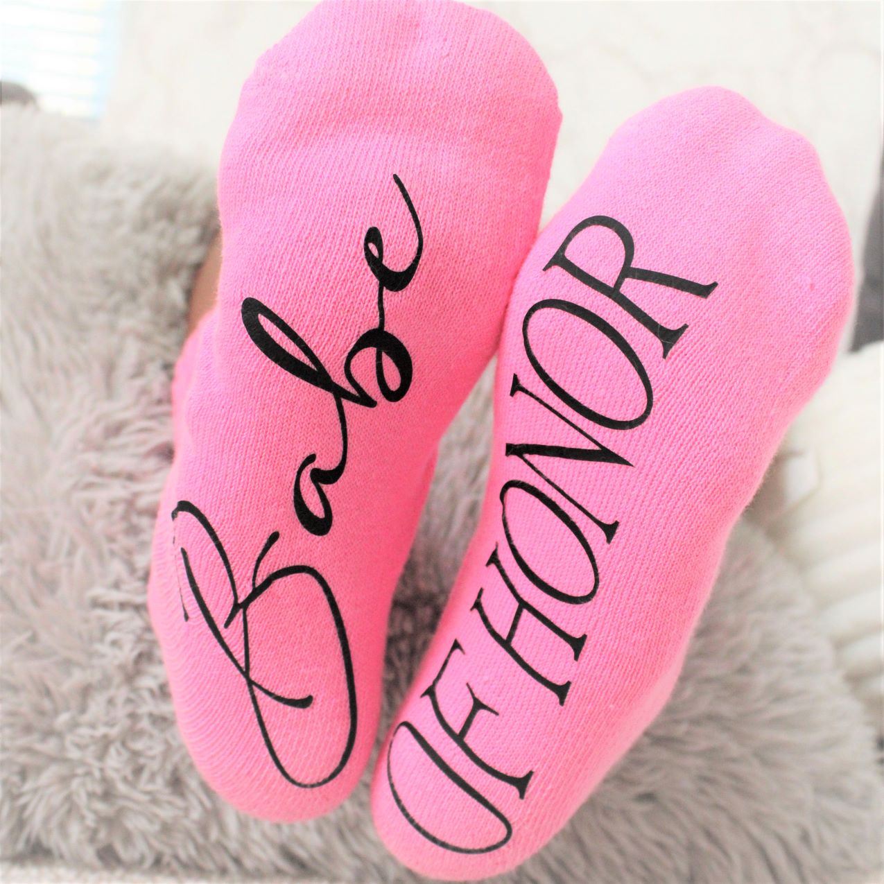 Bridal Party Socks in White or Pink Bachelorette Party Gifts