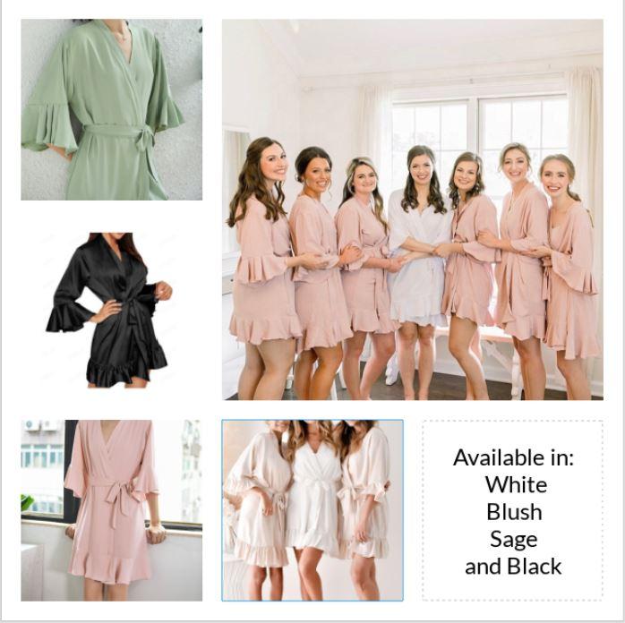 Ruffled Bridal Robe - Sage Green