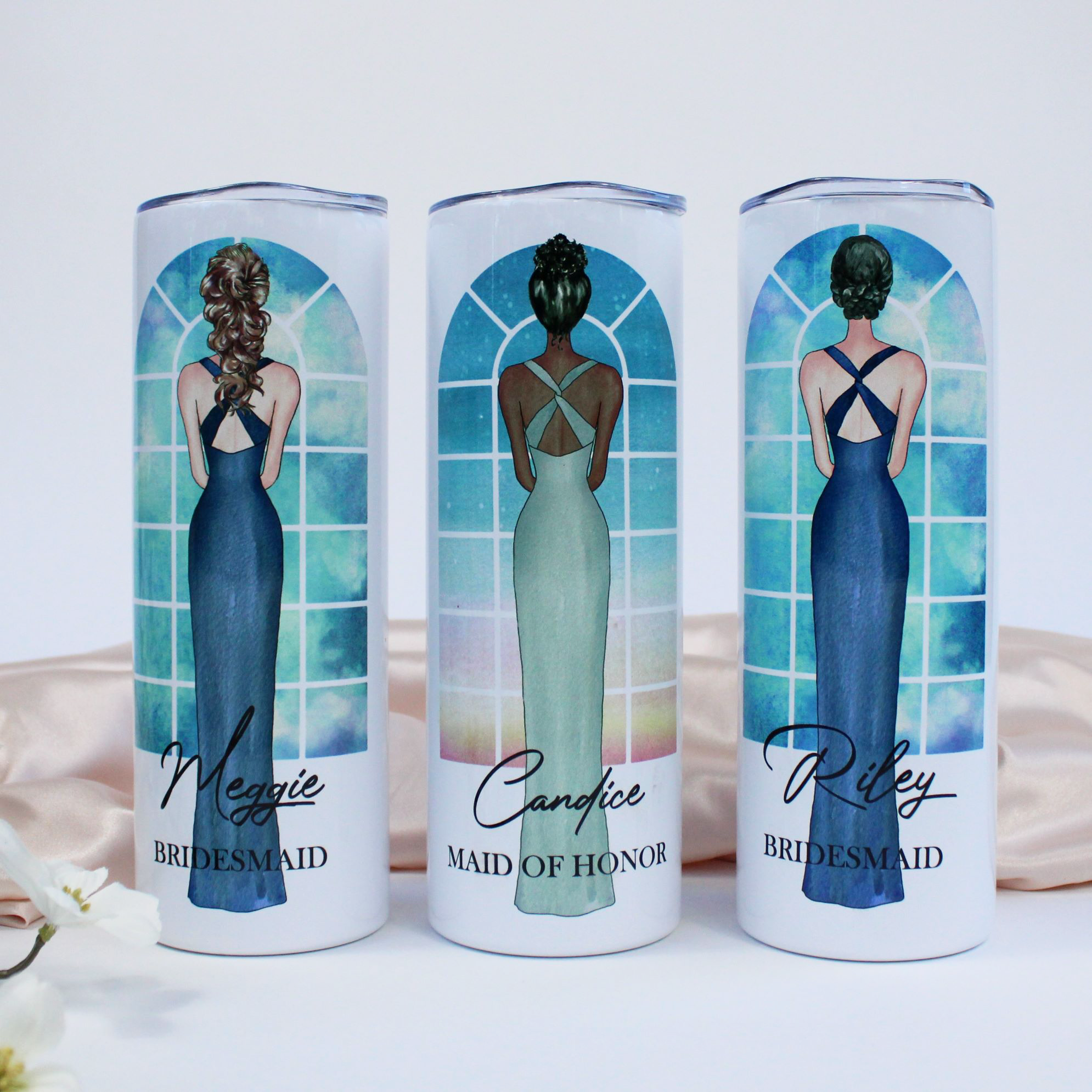 Bridesmaid gift, Skinny Tumbler, Insulated Bridesmaid Tumbler, Tall  Tumbler, Gift for mom, Sorority Gift, Water bottle, graduation gift