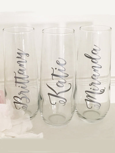 Stemless Bridesmaid Champagne Flutes