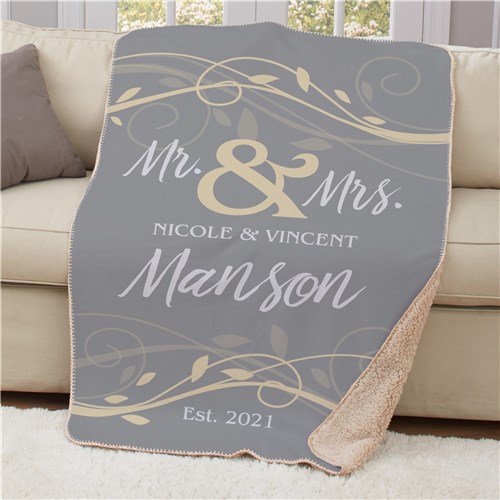 Mr & Mrs Wedding Sherpa Throw