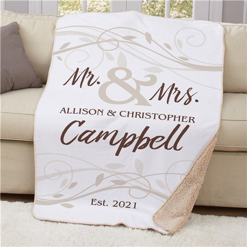 Mr & Mrs Wedding Sherpa Throw