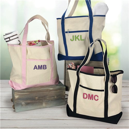 Three Initials Canvas Tote