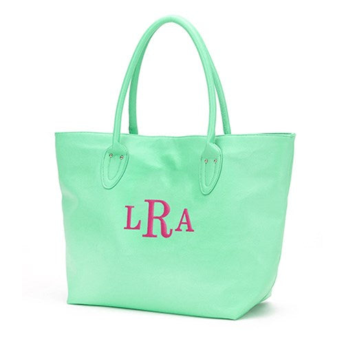 Tote Bag Leatherette with Embroidered Monogram