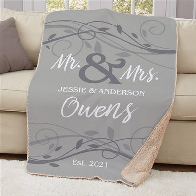 Mr & Mrs Wedding Sherpa Throw