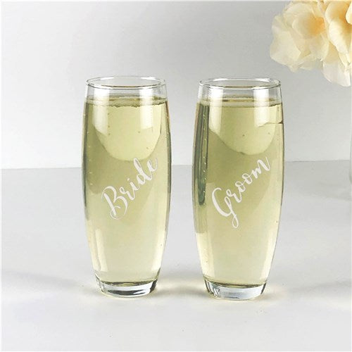 Engraved Wedding Party Stemless Flute