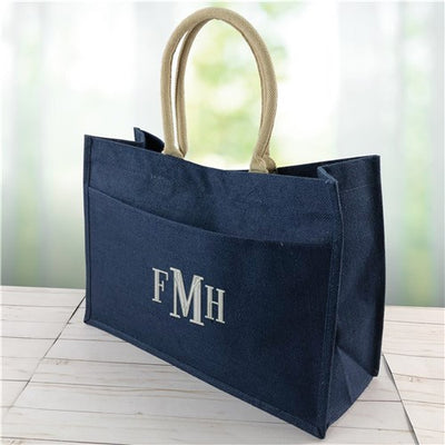 Jute Pocket Tote Bag