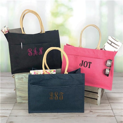 Jute Pocket Tote Bag