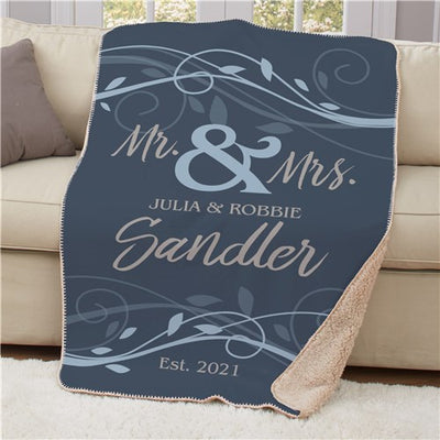 Mr & Mrs Wedding Sherpa Throw