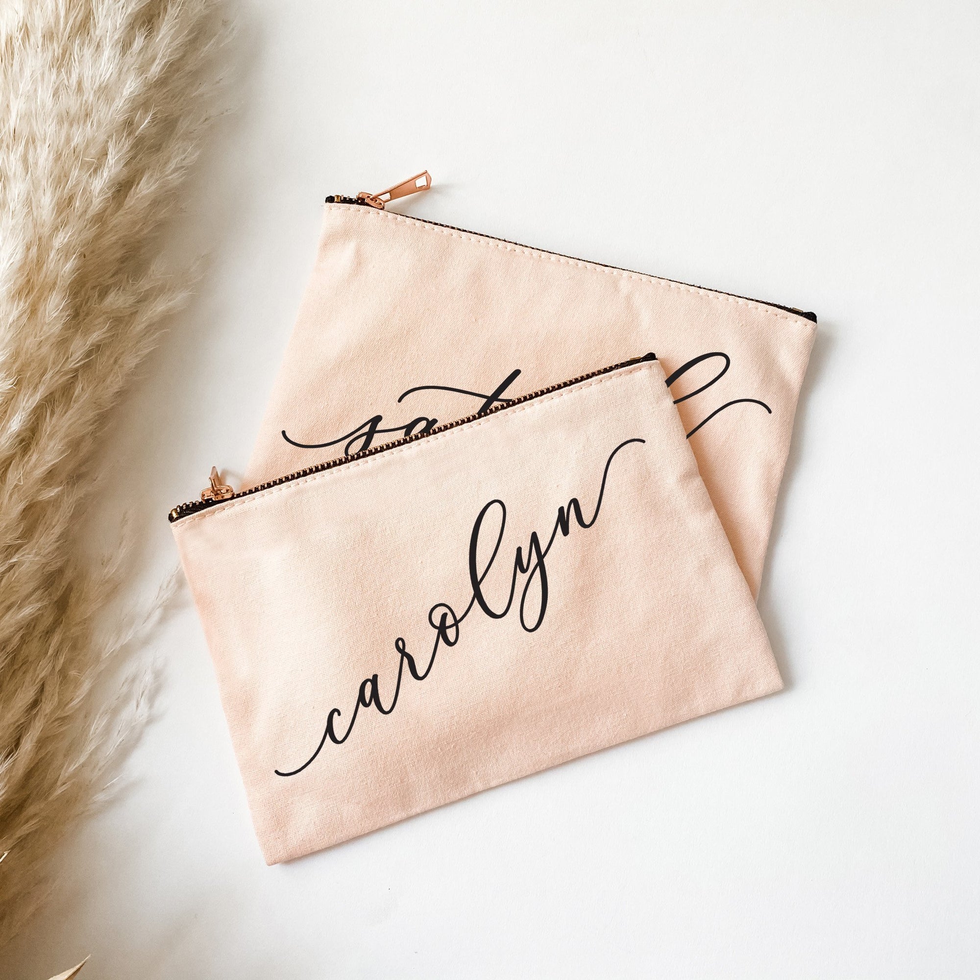 Bridesmaid Make up Bags Rose Gold Cosmetic Bag CLEAR Personalized Makeup  Bag Cute Bridesmaid Gift Ideas EB3167RD Metallic Makeup Bags 