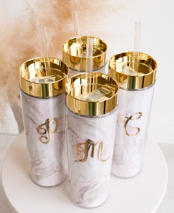 Personalized Tall Metal Tumblers With Lid and Straw Bridesmaid Gifts Rose  Gold Blush Pink Custom Cups BULK DISCOUNT on Set of 5 6 7 8 9 
