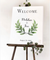 Green Leaves Welcome Wedding Canvas Sign