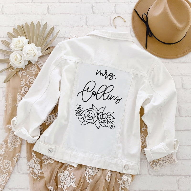 Personalized White Jean Jacket Bridesmaid Gifts Boutique