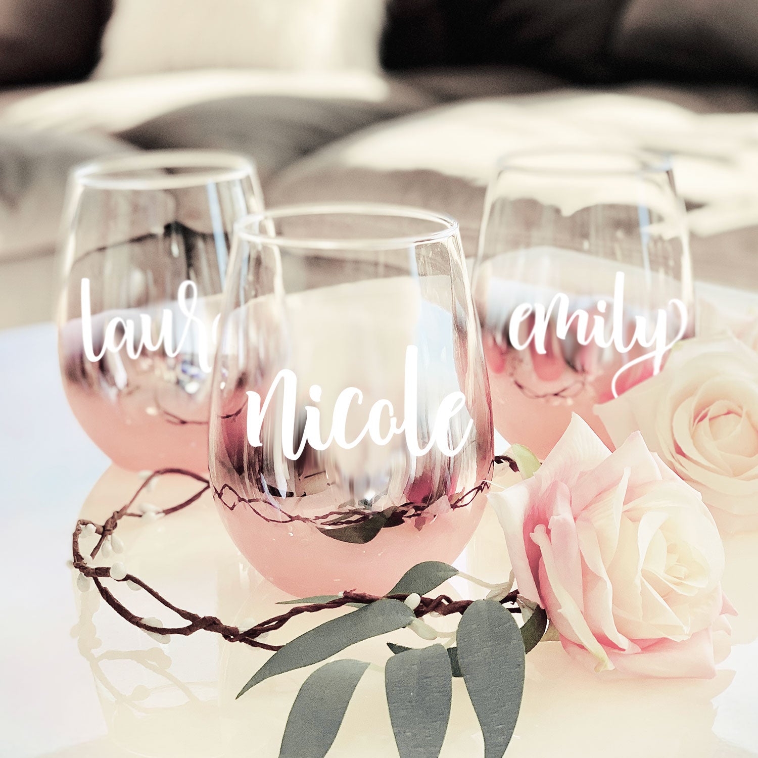Rose Gold Wine Glass / Stainless Steel Wine Glass / Personalized Bridesmaid  Gift / Gifts for Her / Unbreakable Stem Glasses / Wedding Gifts 
