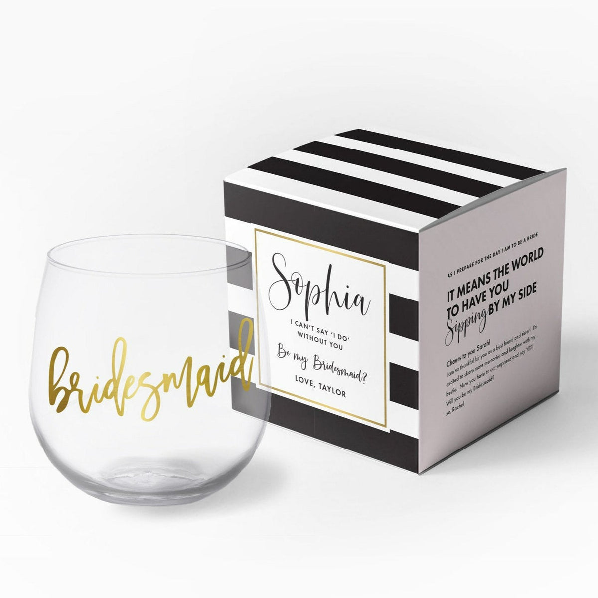Maid of Honor Wine Glass with Custom Gift Box